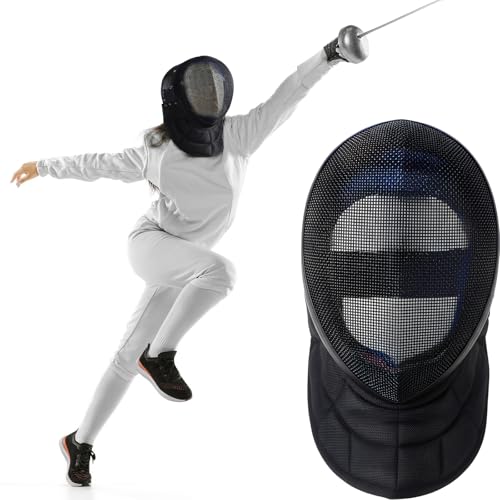 JolliLudo Fencing Coach Mask Mental Fencing Protective Gear Comfortable Safe Helmet for Training Sword Sparring Coaches Black(Size L 26-28 Inch / 66-71 cm)