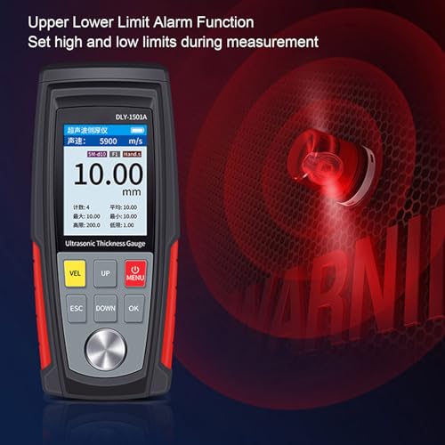 Medidor digital de espesor ultrasónico Fafeicy de ABS para recubrimientos, rango 1 a 225 mm, 5 MHz, con almacenamiento de 500 datos y sonda dividida para inspección de metal, plástico, cerámica y vidrio miniatura 4