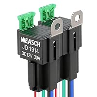 Weasch 2 Stück 12V Sicherungsrelais-Schaltersatz, 30A ATO/ATC Flachsicherung, 5-polige SPDT, mit 14 AWG Hochleistungskabel für Auto KFZ