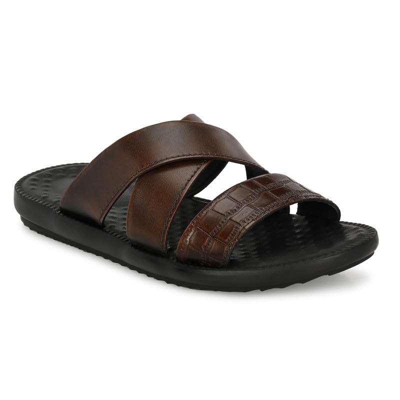 TrueYarn Genuine Leather Sliders For Men | Ethnic Chappal For Men | Flexible Sole | Stylish and Comfortable | UK-6 (BROWN) (B0CQXWR81P) Amazon Price History, Amazon Price Tracker