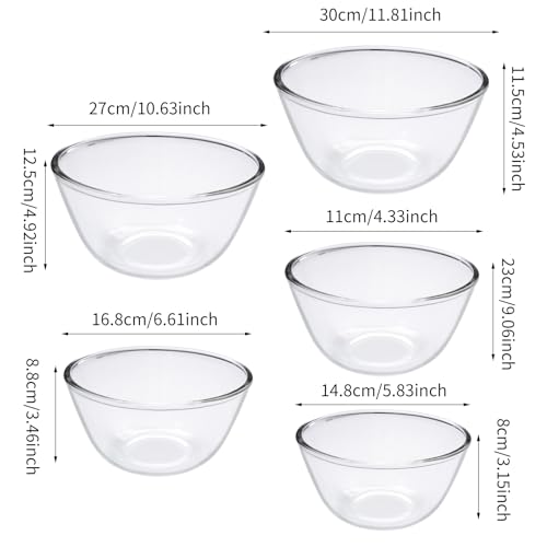 Set de 5 tazones de vidrio para mezclar y ensaladas miniatura 3