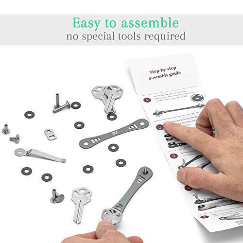 EM Compact Key Holder for Keychain Premium (Aircraft Grade Aluminum) – Smart Key Organizer Keychain – Minimalist Unique Style Pocket Clip Design (Gray)