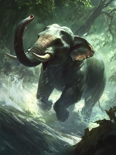 DIY 5D Elephant Diamond Art Kits Adults, Diamond painting Tree Dimond Art Adult Craft Kits, Square Full Drill Diamond Art Painting, Gem Art Mosaic Kits for Adults, for Wall Decor, Gifts 32x44 in 0-2