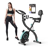 MERACH Foldable Exercise Bike - Exclusive APP for Customizable Plans, 16-Level Magnetic Resistance Folding Stationary Exercise Bike, 300lbs Capacity & Upgraded Comfort Seat Cushion