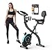 MERACH Foldable Exercise Bike - Exclusive APP for Customizable Plans, 16-Level Magnetic Resistance Folding Stationary Exercise Bike, 300lbs Capacity & Upgraded Comfort Seat Cushion