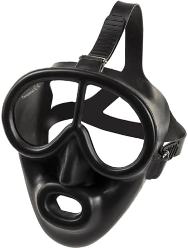 IST M37 PEGASUS Full Face Mask for Commercial Scuba Diving, Low Volume Gear with Octo Attachment (Black Silicone)