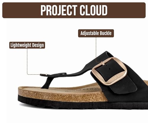 Image of Project Cloud Womens Sandals 100% Genuine Leather Thong Sandals for Women - Memory Foam Insole Women Sandals - Non-Slip Flip Flops for Women - Lightweight Sandals Women Footwear 2026