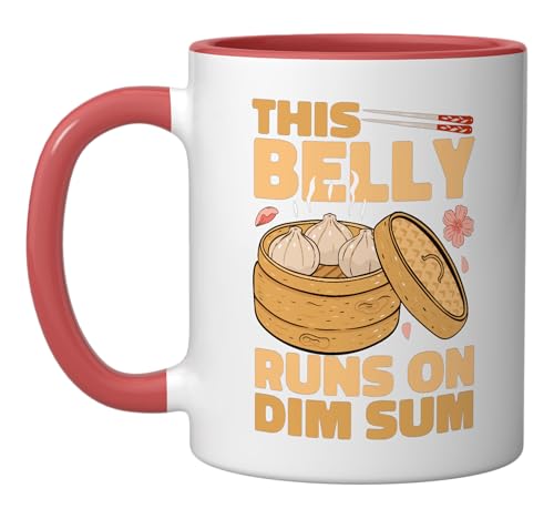 Belly Runs on Dim Sum Dumpling Mug Red/White