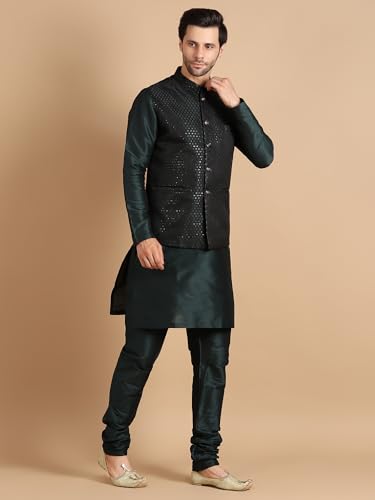 Image of men's Silk Blend Kurta Pejama & Waistcot Set