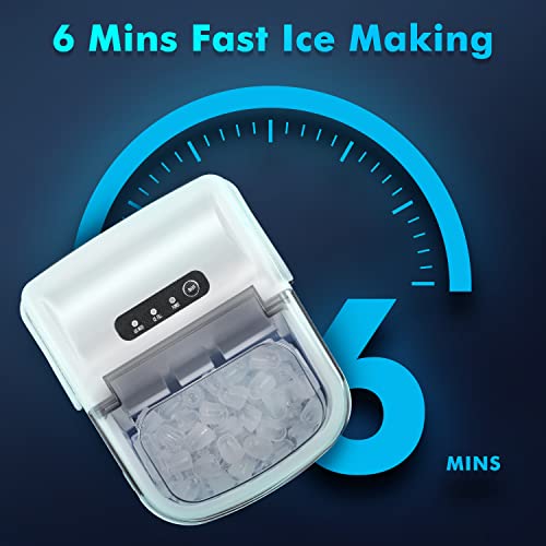 Zafro Countertop Ice Maker Machine, Portable Ice Makers With Handle, Mackes Up To 26Lbs/24H, 9 Cubes In 6 Mins，Self -Cleaning Ice Maker With Ice Scoop And Ice Bag（White）） #TOP2