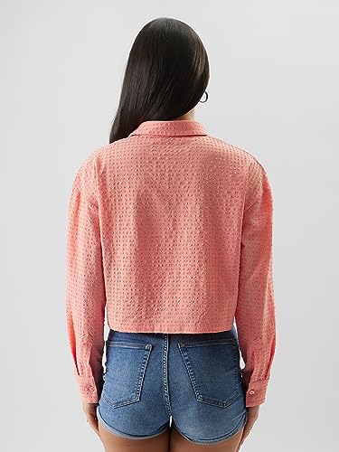 Image of The Souled Store Original Solids: Peach Women Oversized Shirts