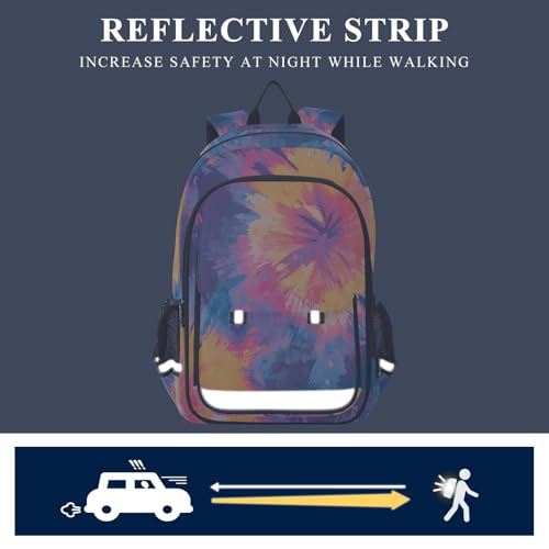 senya Flower Tie-dye Backpack Water-Resistant Bag Lightweight Bookbags with Reflective Strip4