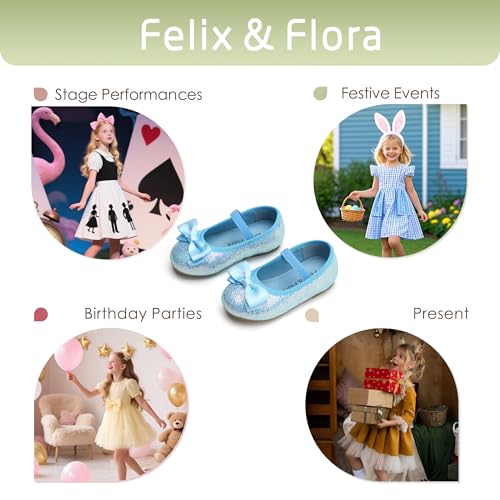 Image of Felix & Flora Toddler Flower Girl Dress Shoes - Girl Ballet Flats Party School Shoes Wedding