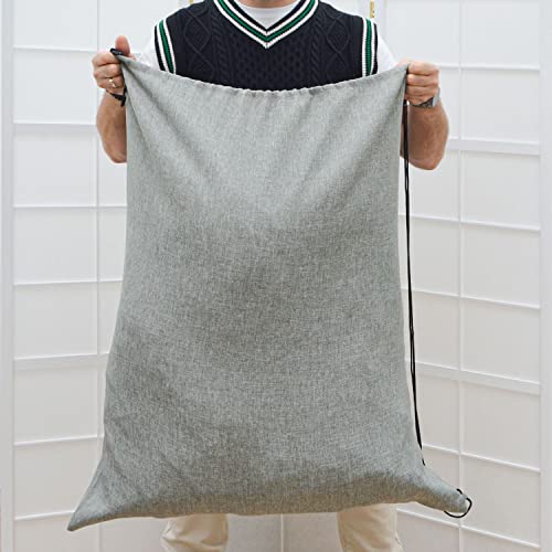 DuneDesign Wäschesack 100 Liter XXL + 60 Liter Reise Wäschesammler für Kleidung - Wäschekorb Set Organizer im Leinen Look mit Kordelzug - faltbarer Wäschebeutel für Koffer Rucksack oder Camping