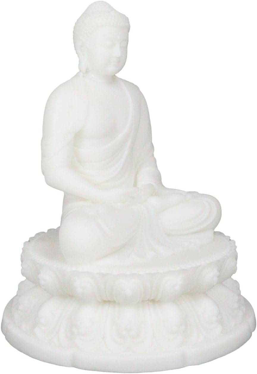 Ebros Gift Feng Shui Eastern Enlightenment Buddha Shakyamuni Sitting in Meditation Samadhi Mudra On Lotus Flower Throne Figurine 7" Tall Tibetan Buddhism Amitabha Bodhisattva Sculpture