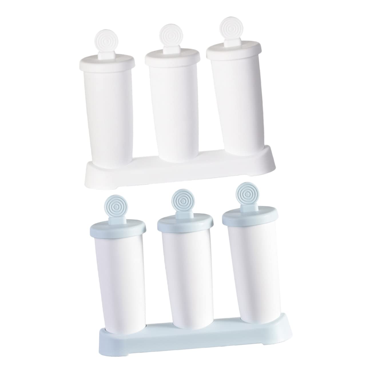 VINTORKY 2pcs Popsicle Mold DIY Ice Cream Maker for Homemade Lollipop Shapes Blue White for Ice Pudding Jelly and Crafts Easy to and Use