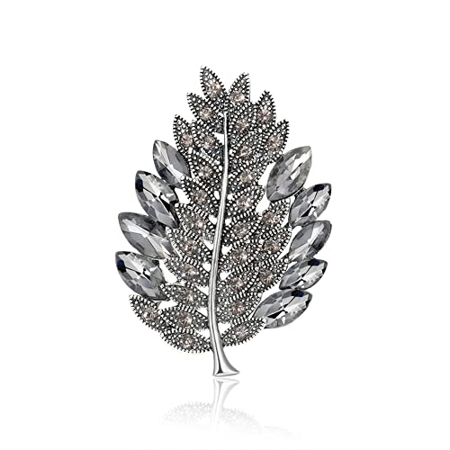 Lbvzxkad Broche de DecoracióN de Metal Antiguo Vintage con Hoja de Diamantes de ImitacióN para Mujer