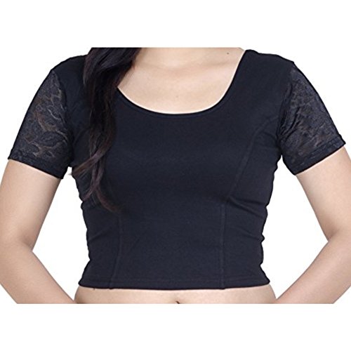 Image of Fressia Fabrics Women's Cotton Solid Half Sleeve Stretch Saree Blouse