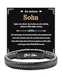 Kenqlot Geschenk für Sohn An Meinen Sohn Armband von Mama Papa Geschenke 13. 15. 16. 17. 18. Geburtstag Junge Armbänder Weihnachten Herren Lederarmband Geschenke für Männer
