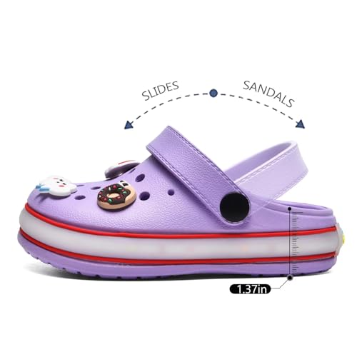 Image of XPKWS Toddler Kids Clogs Boys Girls LED Garden Shoes Light up Sandals Slip on Quick Dry Beach Slippers