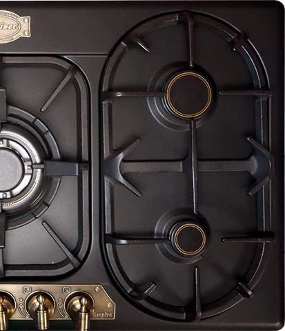 Kaiser KG 9325 Em Rétro Plaque de cuisson autonome à gaz 90cm/Cuisinière à gaz exclusive de Kaiser/Plan de cuisson à gaz/Noir/Grilles massives en fonte/Brûleur WOK 3,8kW avec adaptateur