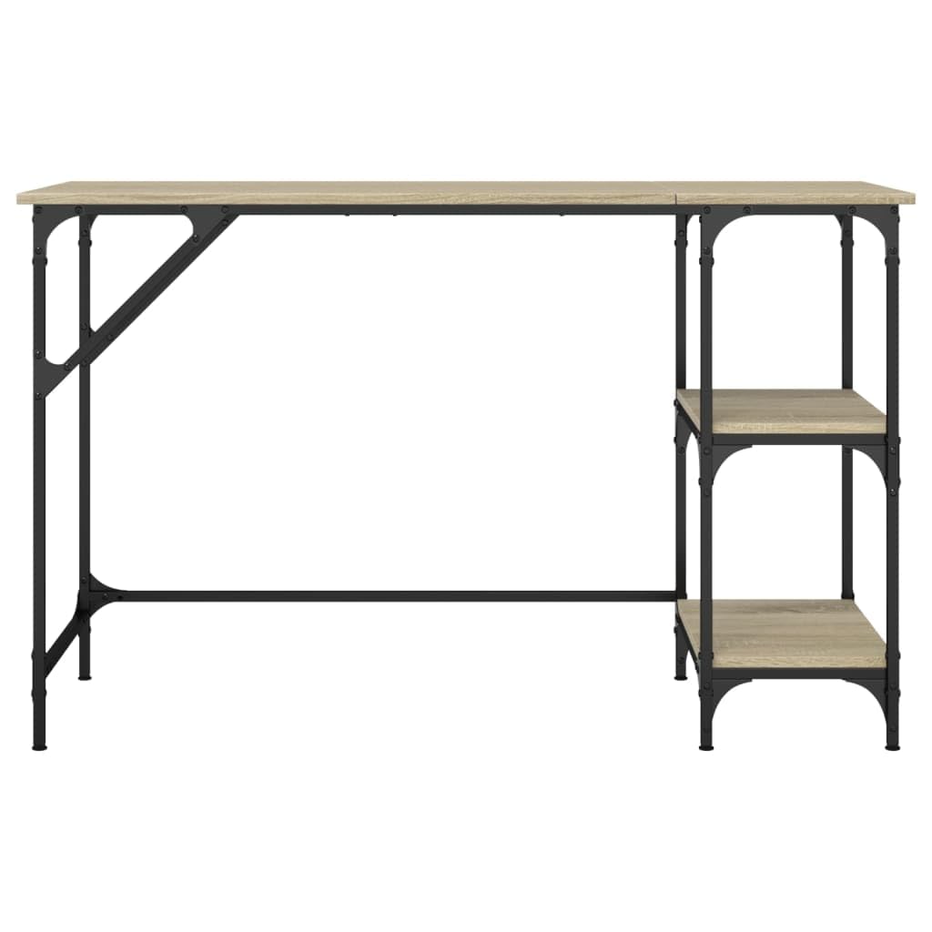 Schreibtisch Sonoma-Eiche 120x50x75 cm Metall Holzwerkstoff mit Verstellbarer Ablage, Stabiler Rahmen, geräumig für Homeoffice, Gaming, Arbeitszimmer, PC Laptop Nutzung