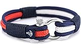 CONSTANTIN NAUTICS SAIL WITH US Maritimes Armband aus Segeltau, handgemacht, für Damen und Herren, mit Edelstahl Schäkel-Verschluss 4mm CNB #3014 20 cm