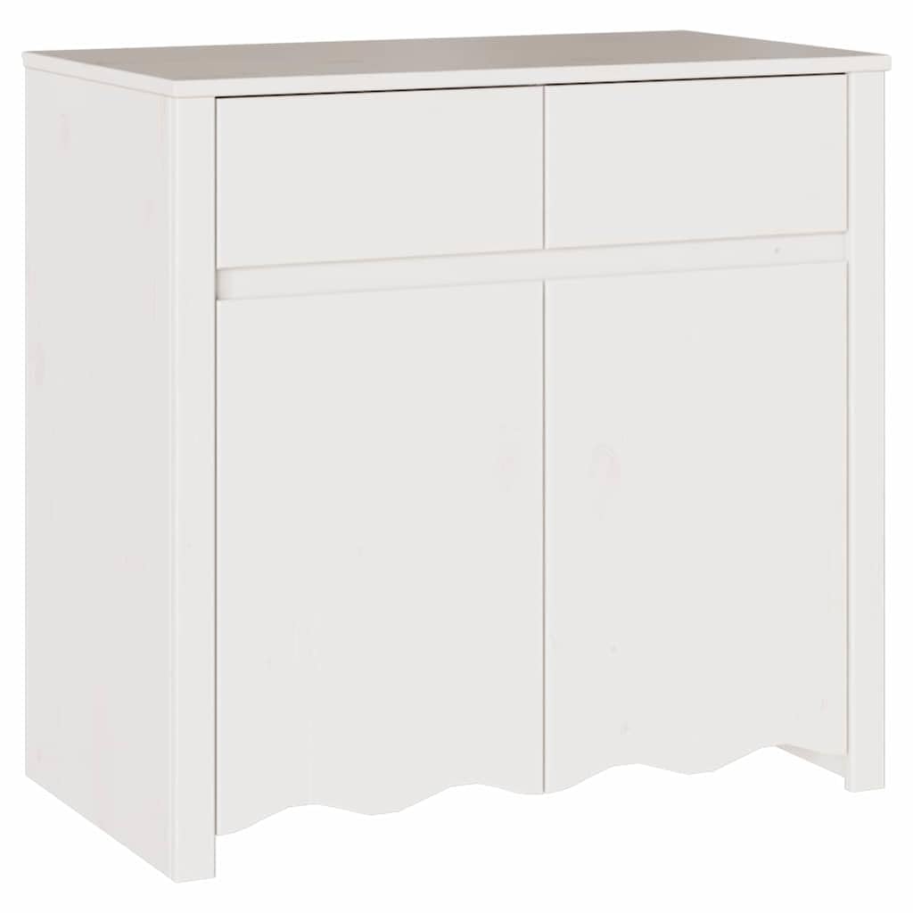 Aparador de madera maciza de pino blanco 79 cm Drammen mueble robusto de diseño moderno
