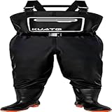 HoldOneLight Wasserdichte Ganzkörper Wathose aus PVC-Polyester, Schwarz, mit Stiefeln, Atmungsaktiv, für Angeln, Baustellen und Bauernhöfe Angel- und Jagdstiefel für Herren (2XL, 43 EU)