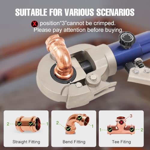 ECUTEE Hydraulic Copper Tube Fittings Crimping Tool,with Pipe Cutter 1/2, 3/4, 1 Press Crimping Tool Kit for Copper Pipe with Pipe Cutter