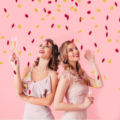 Image of 300Pcs Glitter Gold and Red Table confetti,Paper Circle Dots Confetti for Birthday Party Halloween Bachelorette Wedding Baby Shower Graduation Decorations