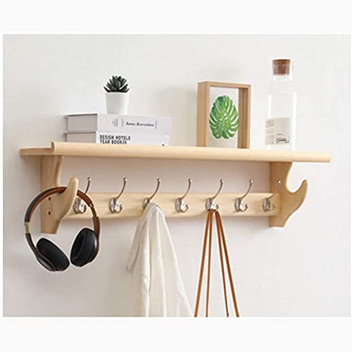 Perchero montado en la pared con ganchos de metal y estante de madera, elegante entrada para abrigos, sombreros, bolsas, perfecto para soluciones de almacenamiento del hogar, pasillo, vestíbulo