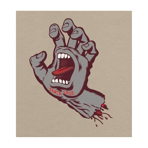 SANTA CRUZ Screaming Hand S/S Heavyweight T-Shirt Sand W/Maroon/Grey Lg Mens4