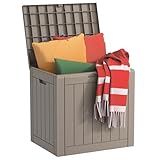 MAIUSCOLI 30 Gallon Waterproof Outdoor Storage Box,Resin Deck Box,Lockable Outside Storage Box Container for Patio Furniure,Garden Tools (30 Gallon,Grey)
