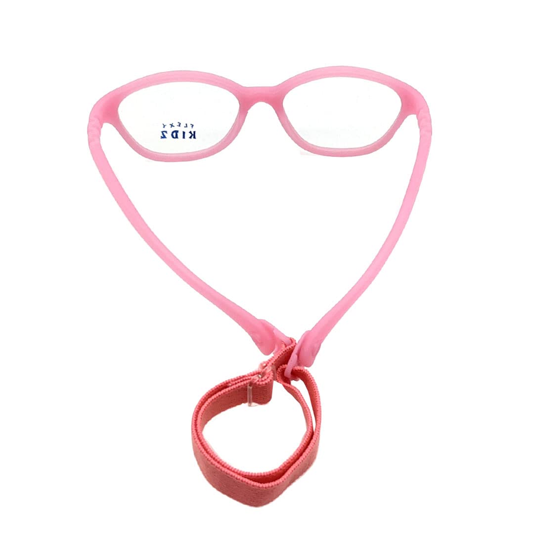 Flexi Kidz Blue Light Blocking Anti Glare Zero Power Unbreakable Eyeglasses Spectacle Frame Protection From TV Mobile Laptop Computer for Kids Girls Boys Unisex With Antislip Silicone Band (Coral) - Image 3 thumbnail