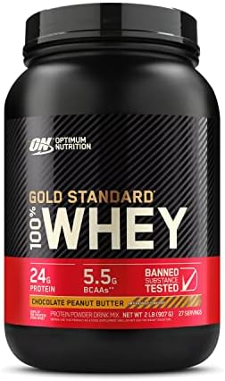 Optimum Nutrition Gold Standard 100% Whey Protein Powder, Chocolate Peanut Butter, 2 Pound (Packaging May Vary)