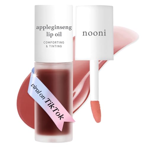 NOONI Korean Lip Oil - Appleginseng | Lip Stain, Long-Lasting, Moisturizing, Plumping, Revitalizing...