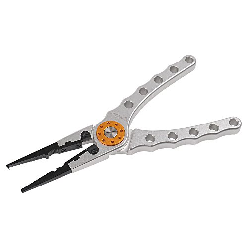 Fiblink Saltwater Stainless Fishing Pliers with Aluminum Handles and Stainless Steel Jaws Fish Lip Grip Gripper Holder Hook Remover Line Cutter for Super Braided Mono Fluorocarbon Line (Silver)