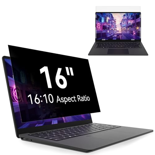 Protescreen 16 Inch 16:10 Laptop Privacy Screen, Anti Blue Light Glare Filter, Removable & Reversible, Matte Finish, 1 Count