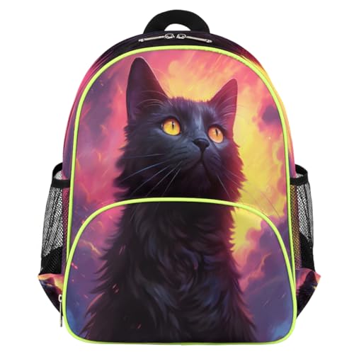 Sac à dos chat noir galaxie pour école et loisirs des enfants