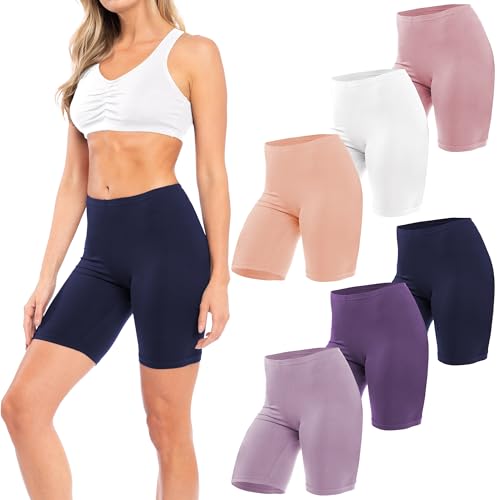 Image of Sexy Basics Women's Cotton Stretch Active Slip Shorts | 3 Pack & 6 Pack Boy Short Boxer Briefs