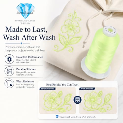 Image of Simthread 5000M 40WT Polyester Embroidery Thread, Neon Lemon S121 | 5000M 40WT polyester thread feeds smoothly for machine embroidery, monograms, logos, patches and quilting.