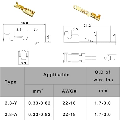 Automotive Electrical Wire Connectors Kit 2.8mm Pitch 2 3 4 6 9 Pin Way Male & Female Plug Housing and Pin Header Crimp Wire Terminal Connectors for Motorcycle, Car, Boats, Bike - 580PCS - Thumbnail 2