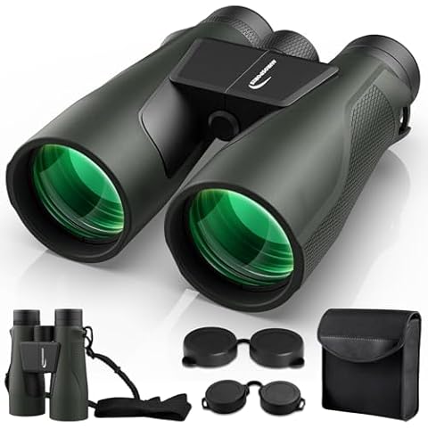 15x56 Binoculars for Adults High Powered - Aurosports HD Large View Binoculars with Clear Low Light Vision - Lightweight Easy Focus Binoculars Bird Watching Hunting Hiking Cruise Travel - Green Cover