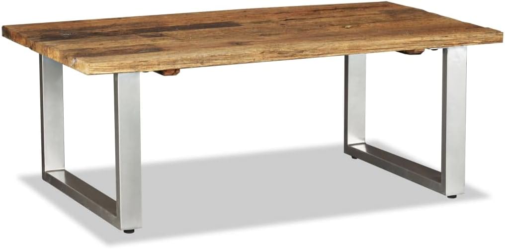 vidaXL Coffee Table, End Table with Iron Legs, Accent Sofa Table for Living Room Bedroom, Home Furniture, Industrial, Solid Wood Reclaimed