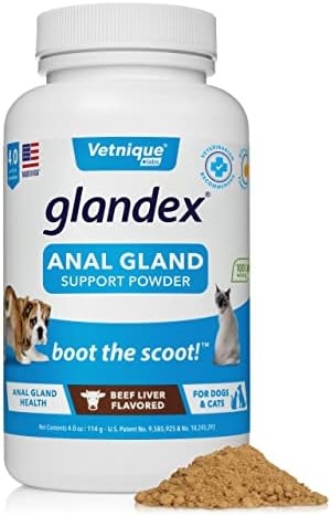 Glandex Dog Fiber Supplement Powder for Anal Glands with Pumpkin, Digestive Enzymes & Probiotics - Vet Recommended Healthy Bowels and Digestion - Boot The Scoot by Vetnique Labs (Beef Liver, 4.0 oz)