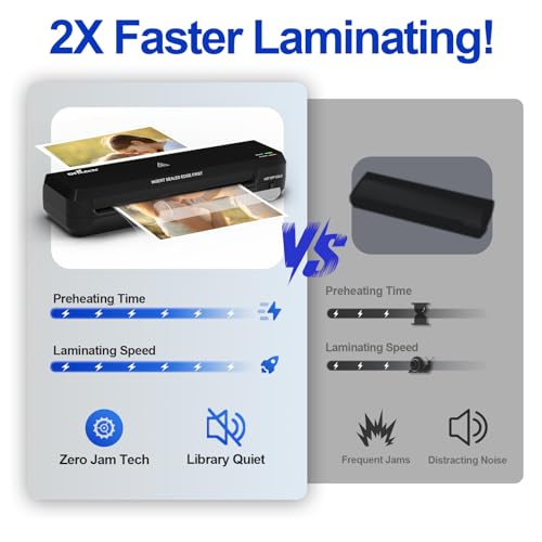 Laminator Machine with 40 Laminating Sheets, 9 inch Laminating Machine Hot & Cold with 2-Min Fast Warm Up, A4 Thermal Laminator for Home School Office, Anti-Jam