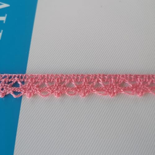 PIZZITALIANI Encajes y Puntillas   Encaje de Bolillos ROSA FUCSIA festoneado, Altura 1 cm X 10m, Pasamanería de Algodon para vestidos, costura creativa, manualidades, bomboneras