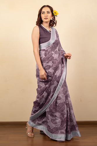 Image of MIRCHI FASHION Saree for Woman Cotton Blend Printed | Traditional Ethnic Sari for Ceremonial Use and Farewell with Blouse Piece