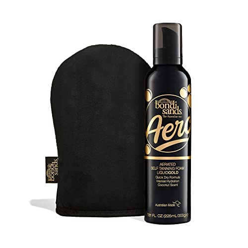 Bondi Sands Aero Liquid Gold Self Tan Foam + Application Mitt | Includes Lightweight Sunless Foam + Reusable Mitt for a Flawless Finish ($35 Value)